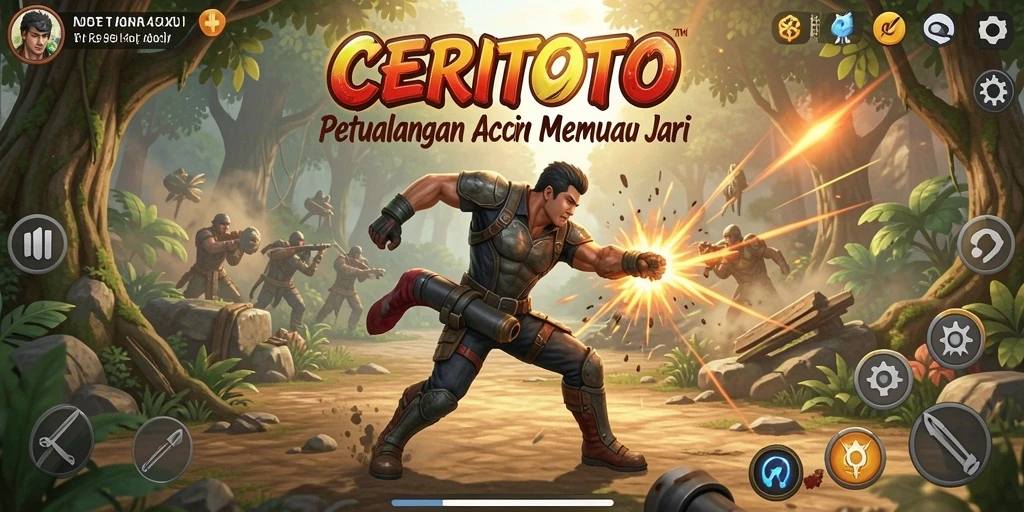 Screenshot utama CERITOTO menampilkan aksi intens dan gameplay yang memukau.