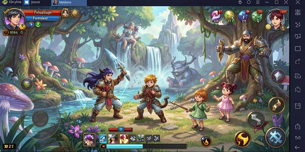 Screenshot F08 menampilkan aksi pertarungan epik dalam gameplay RPG.