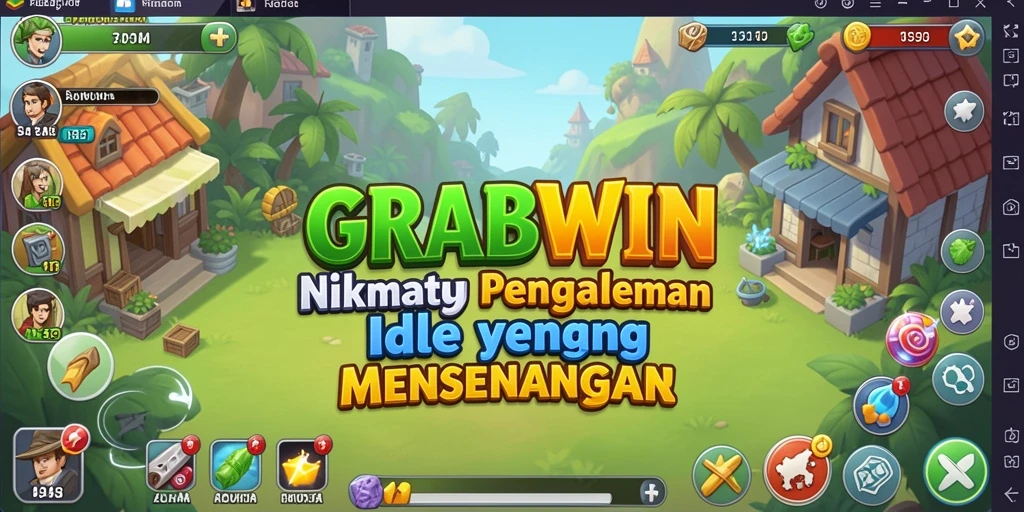 Screenshot gameplay GRABWIN menampilkan karakter dan mekanisme pengumpulan sumber daya.