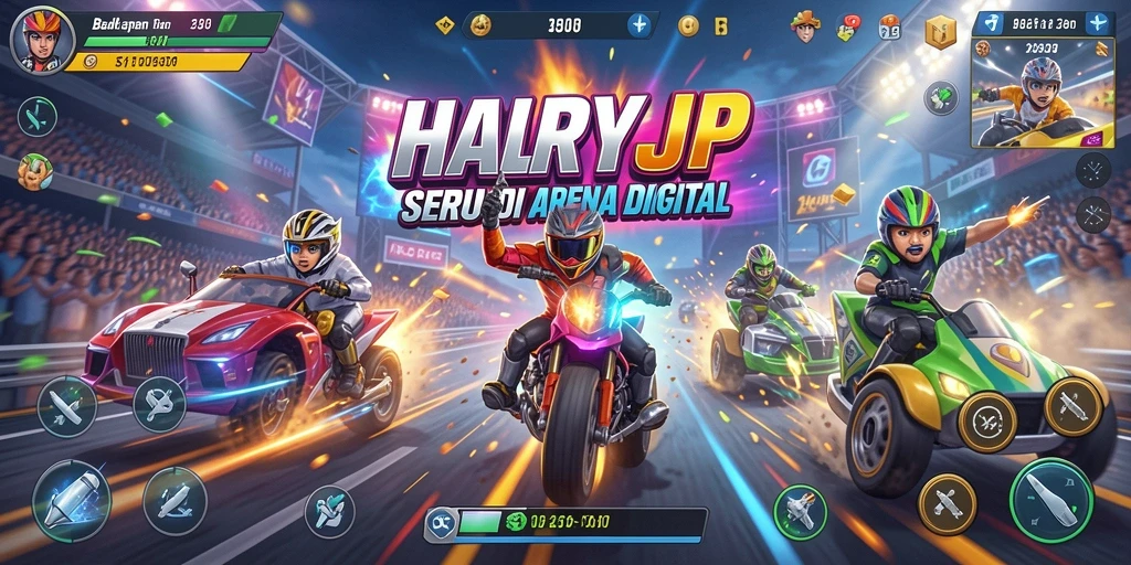 Tangkapan layar gameplay HARAPJP yang menampilkan balapan mendebarkan.