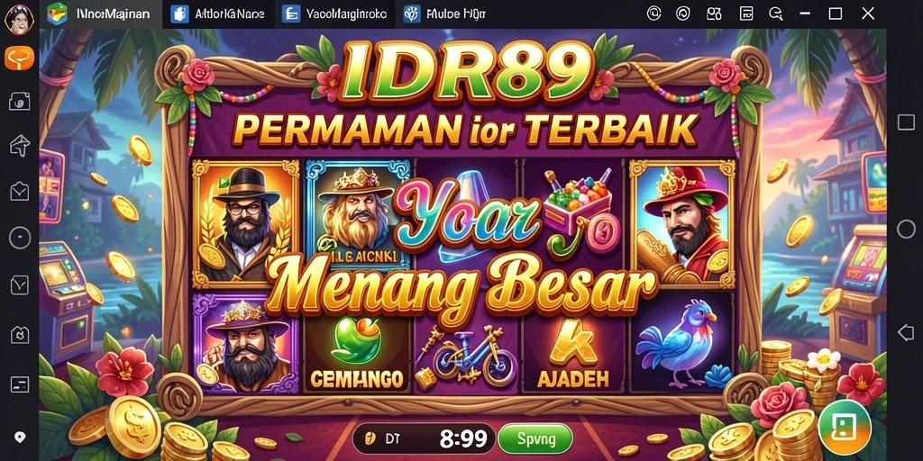 Screenshot menggambarkan gameplay menarik IDR89 dengan gulungan berputar.
