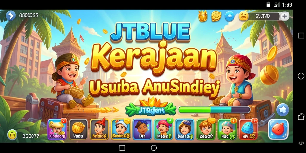 Tampilan gameplay JTBLUE yang menarik dengan elemen manajemen bisnis.