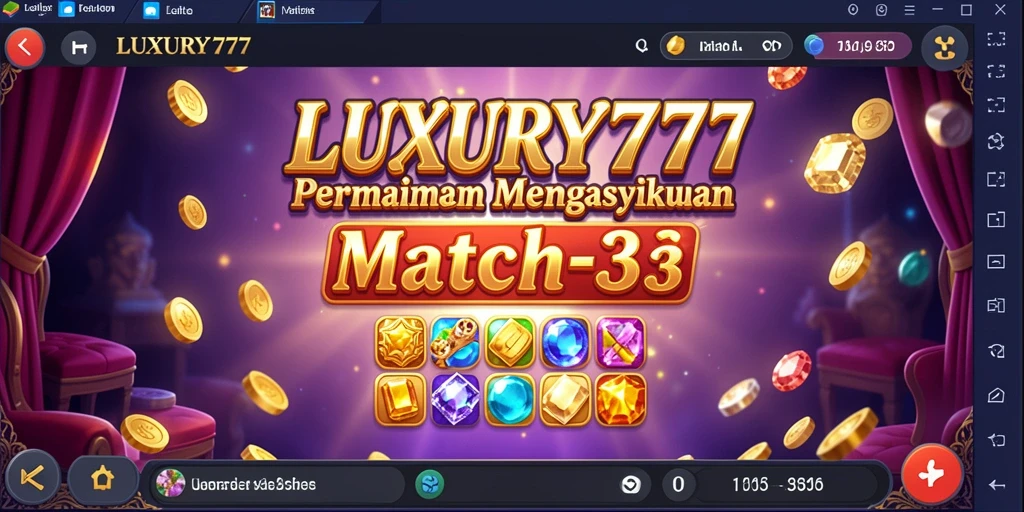 Screenshot gameplay LUXURY777 menampilkan keseruan mencocokkan permata.