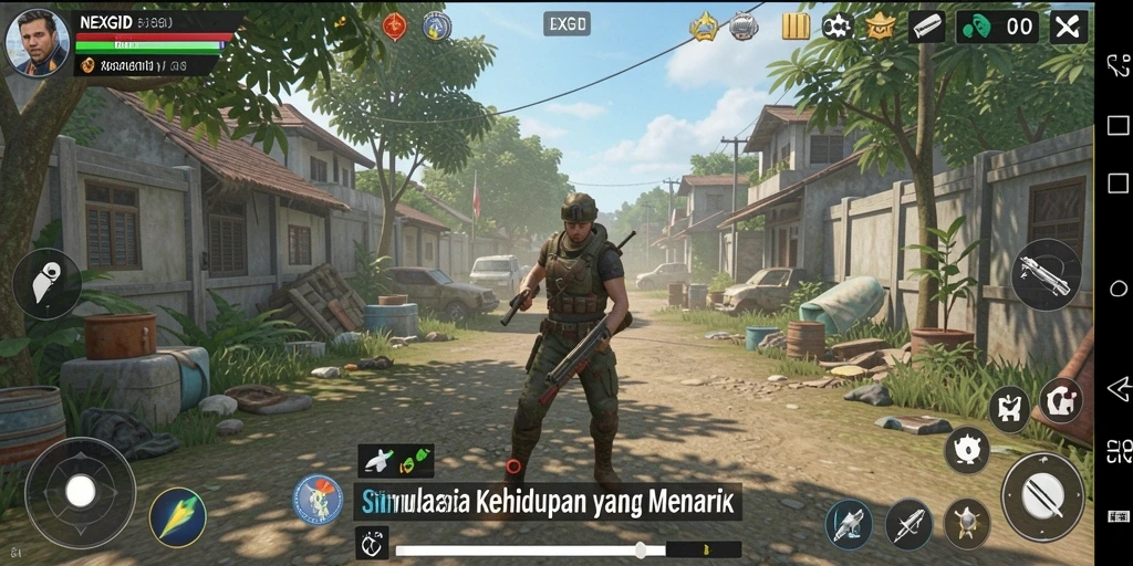 Tampilan gameplay NEXGID dengan karakter dan lingkungan interaktif yang menarik.