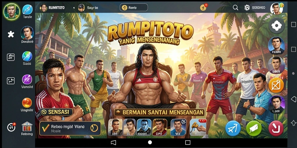 Tangkapan layar dari gameplay RUMPITOTO yang penuh warna.