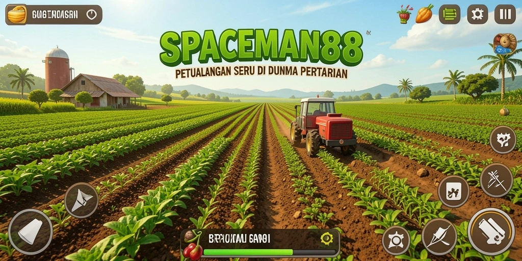 Tampilan gameplay <strong>SPACEMAN88</strong> dengan petualangan bertani di dunia alien.